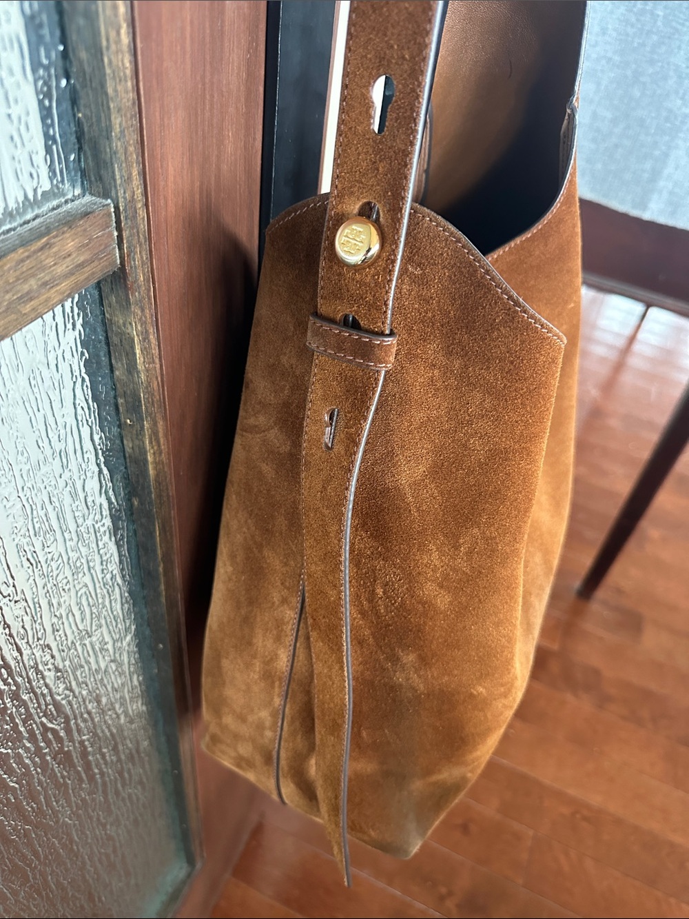 Tory Burch Women's Suede Hobo Bag in Cognac Brown - Picture 11 of 12